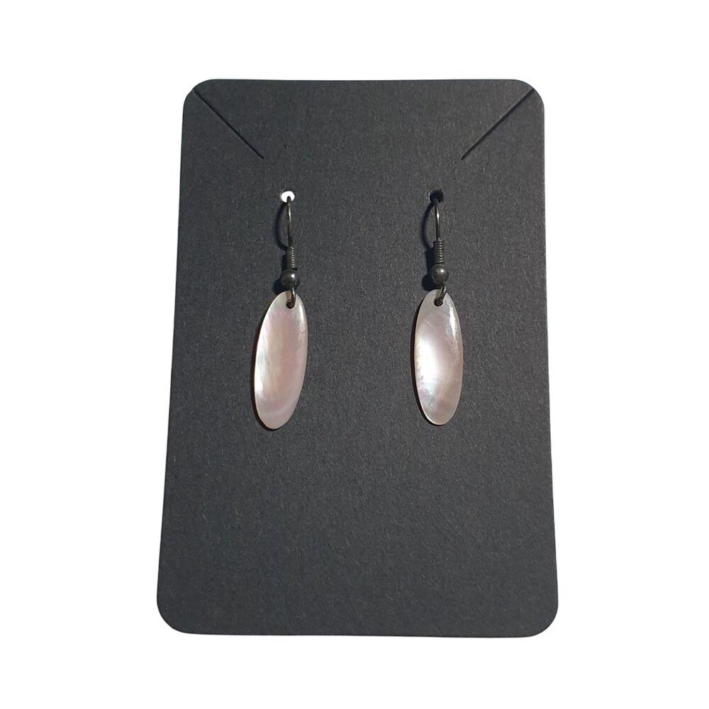 Mother Of Pearl Dangle Earrings Oval Drops Lightweight Boho Beach Core Mom Gift